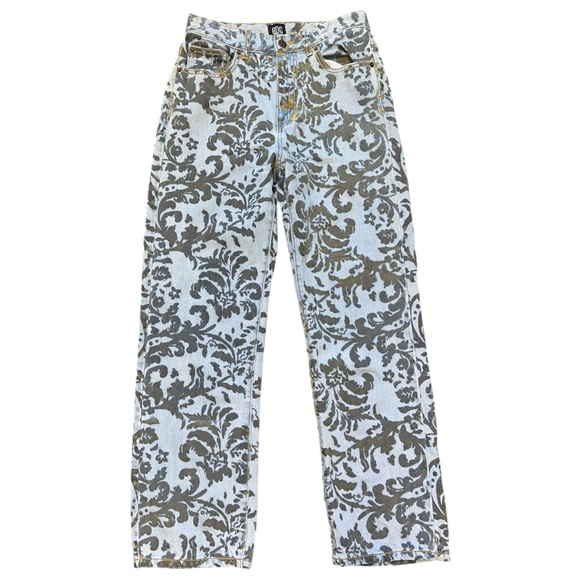 Urban Outfitters BDG High-Waisted Cowboy Jean Flocked Denim Straight Leg Size 27 - Picture 6 of 11